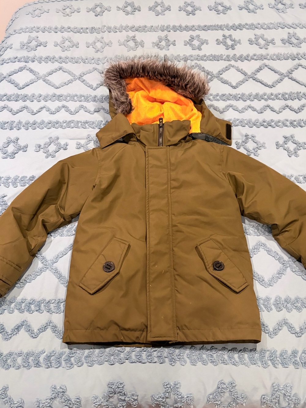Wantdo Kids Winter Parka Jacket Size 6-7 Hooded Fleece Lined Coat